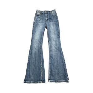 SHEIN Jeans Girls 12-13Y Blue‎ Flare Bell Bottom High Rise Stretch Denim